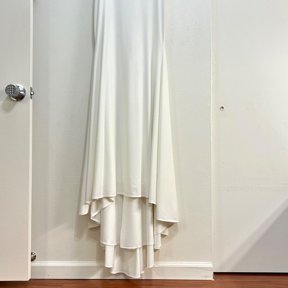 La Femme 30458 Low V Back Jersey with Train Gown - Picture 5 of 11